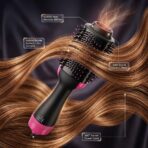 3-in-1 One Step Hot Air Brush & Styler – Electric Hair Dryer, Curler & Straightener Volumizer - Image 6